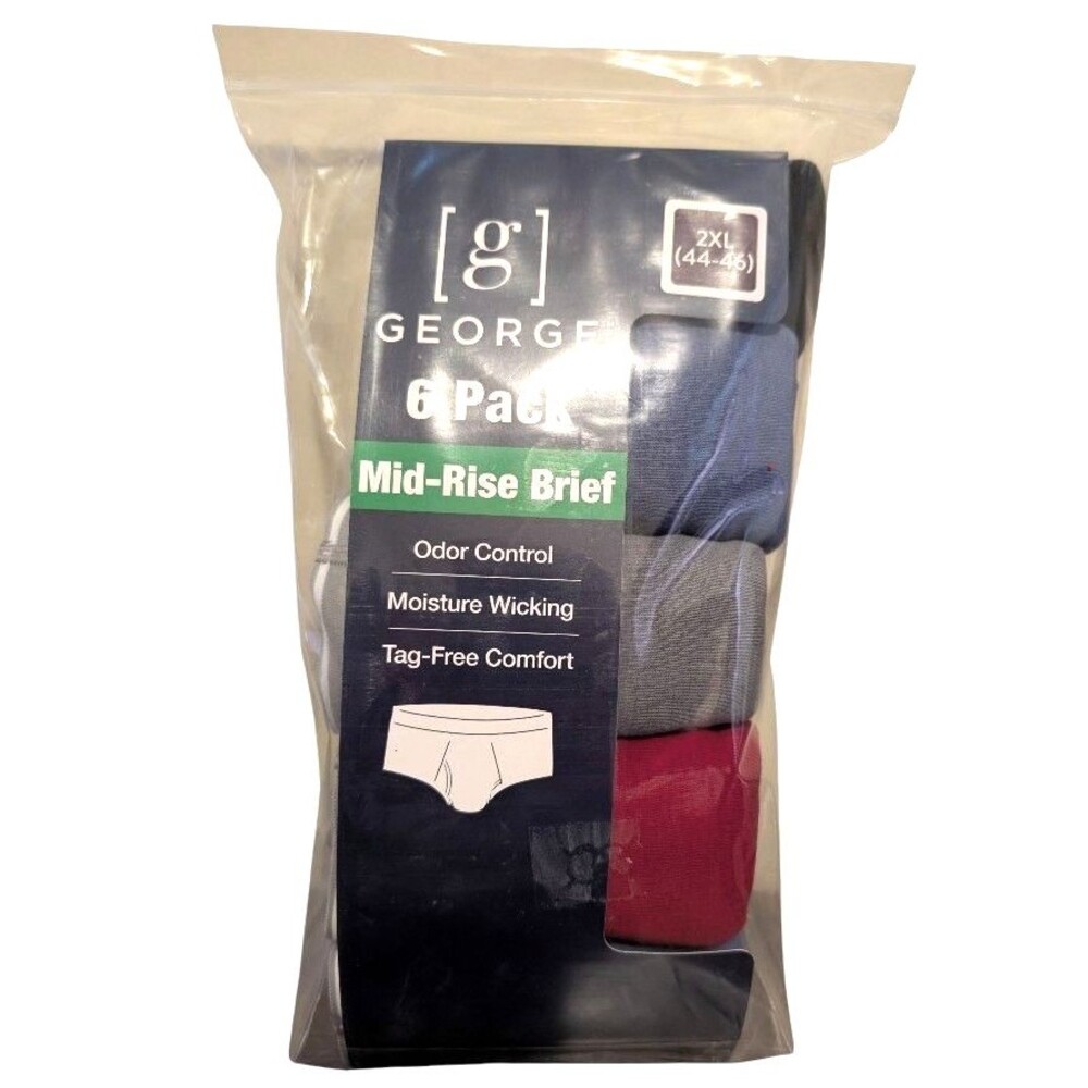 George Men's Briefs Size 2XL  (44-46) 6-Pack 100% Cotton Assorted Colors New